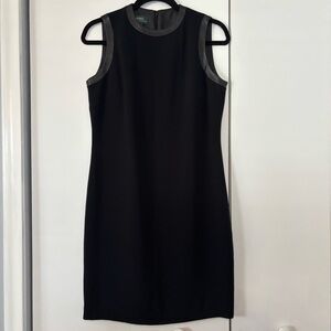 Lauren Ralph Lauren Women’s Sheath Dress Size 6 Black Leather Trim